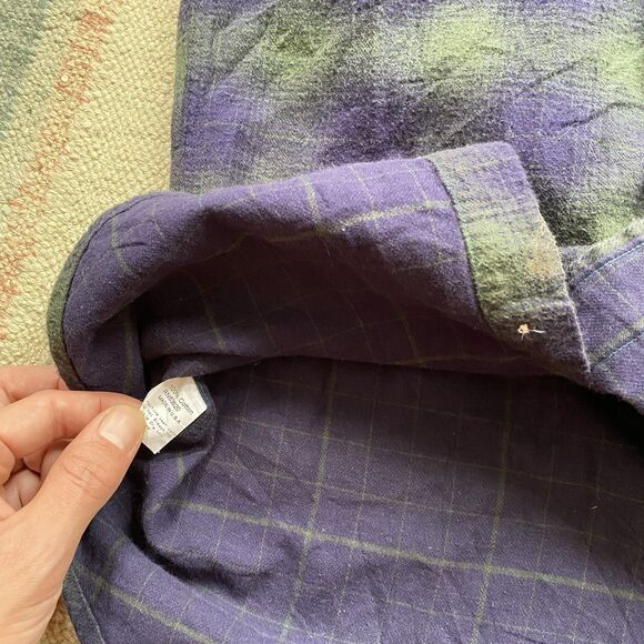 Gitman Vintage Shadow Plaid Flannel Shirt Small Green Blue Cotton Made in USA - Picture 5 of 8